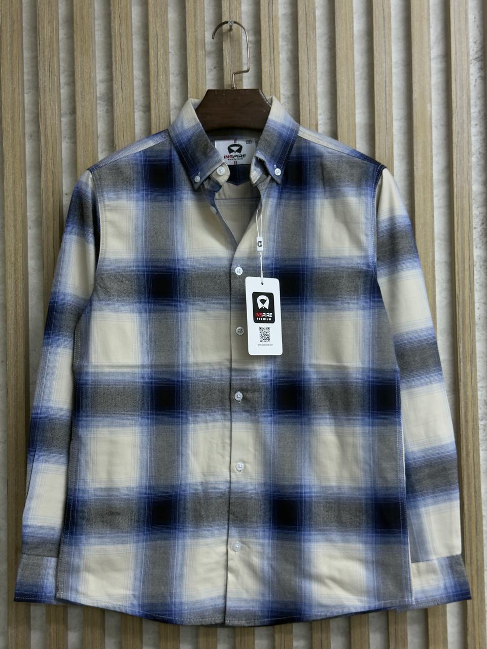 Blue Cream Check Premium Shirt