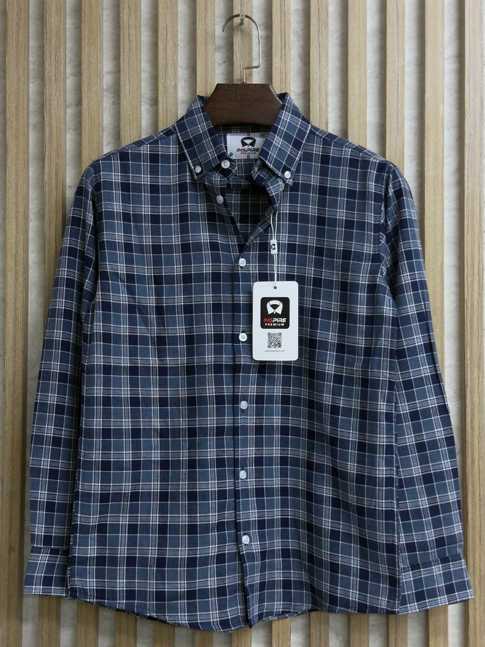 Navy Small Check Premium Shirt