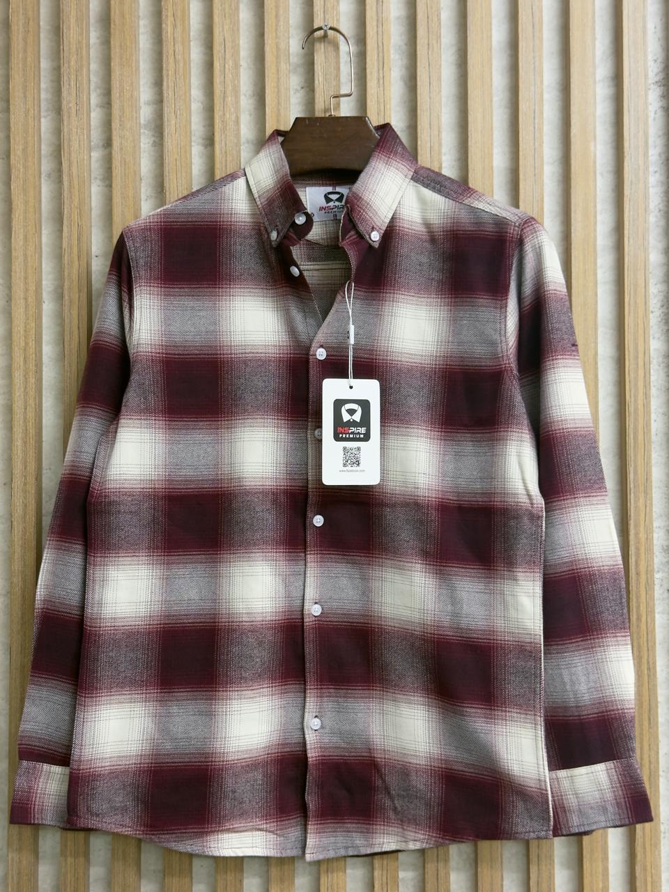 Maroon Cream Check Premium Shirt