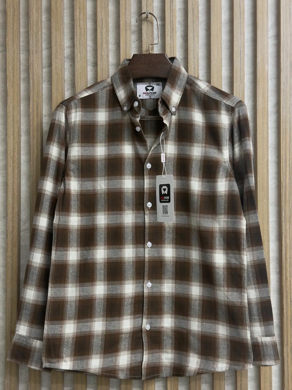 Coffee Brown Check Premium Shirt